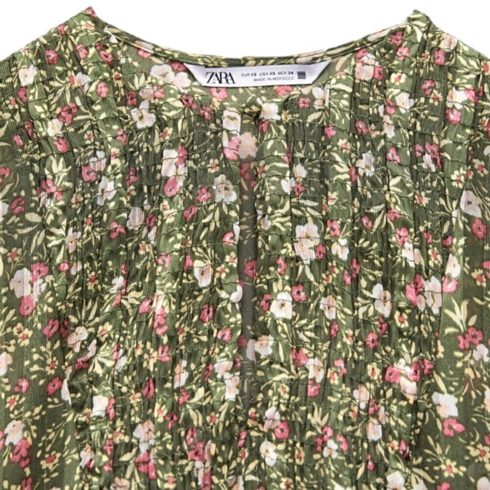 ZARA | Green | FLORAL PRINT DRESS - Picture 4 of 10